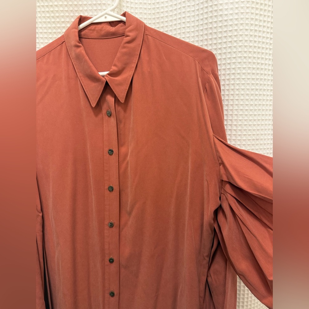 Anthropologie Terracotta Wrap-Front Button Down Shirt - Large - Picture 8 of 10